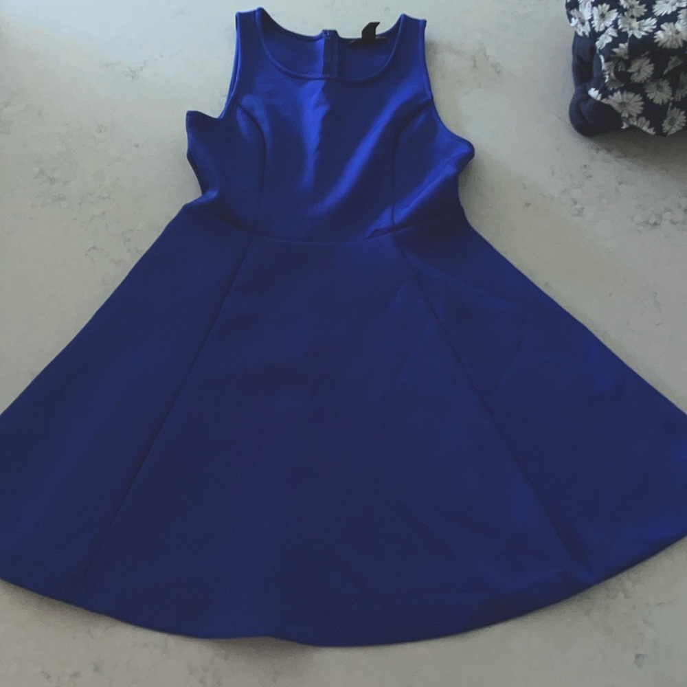Blue fit and flare dress
